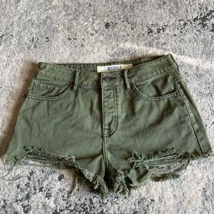 Brandy Melville Olive Cotton Jean Shorts Size 28